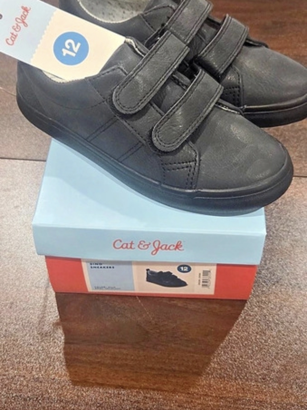 Cat & Jack Dino Sneakers Black Boys US 12 Like New